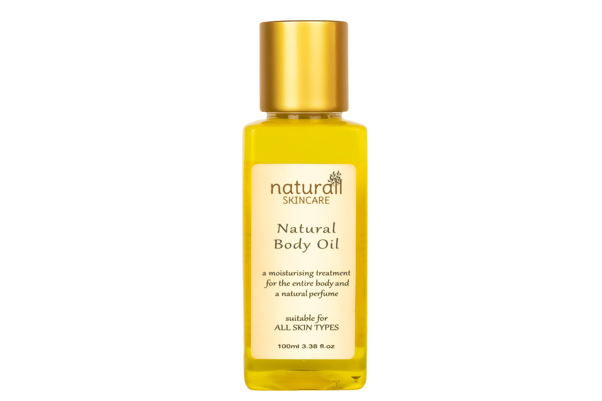 Bottle of Naturall Skincare Natural Body Oil, a 100ml moisturizing oil blend designed to nourish and hydrate the skin, enriched with natural ingredients for a smooth and soft finish.