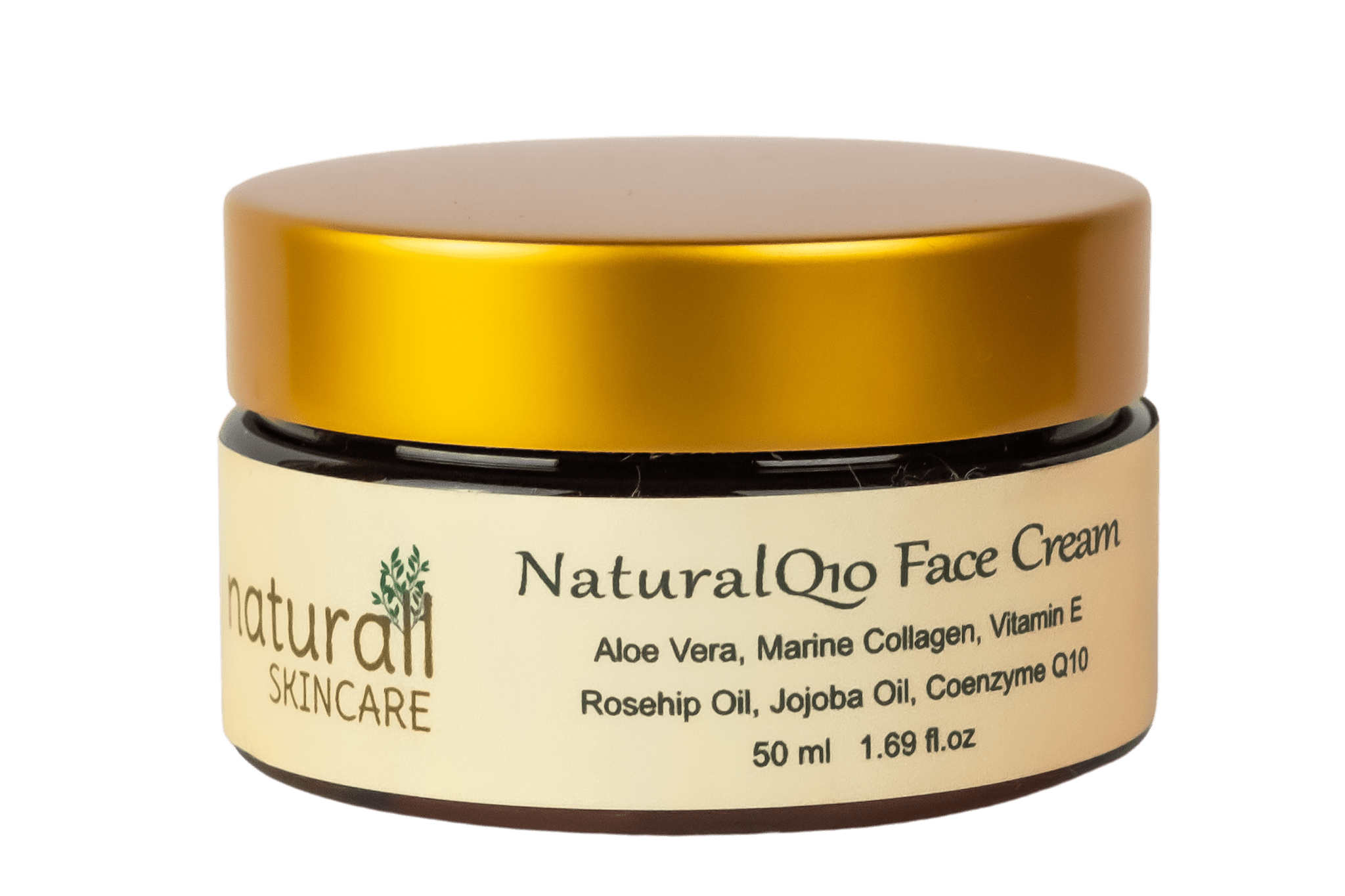 Jar of Naturall Skincare Natural Face Cream with CoQ10, a nourishing facial moisturizer enriched with Coenzyme Q10, designed to rejuvenate, hydrate, and protect the skin from environmental stressors.